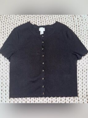 H&M Black Short-Sleeve Button-Up Cardigan